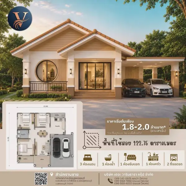 แบบบ้าน 31 พร้อมแปลนและราคา โดย เดอะ วารินธารา กรุ๊ป