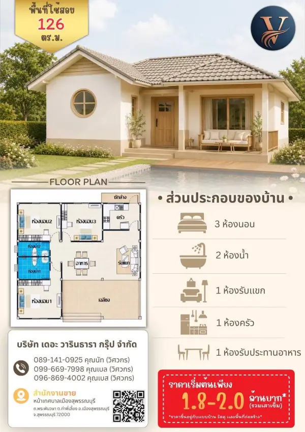 แบบบ้าน 32 พร้อมแปลนและราคา โดย เดอะ วารินธารา กรุ๊ป