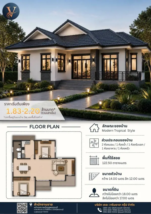 แบบบ้าน 55 พร้อมแปลนและราคา โดย เดอะ วารินธารา กรุ๊ป